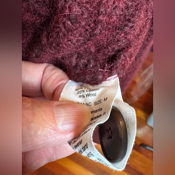 TOAST Burgundy Wool Knit Button-Front Sweater • Cozy Cardigan • Size M - Picture 12 of 16